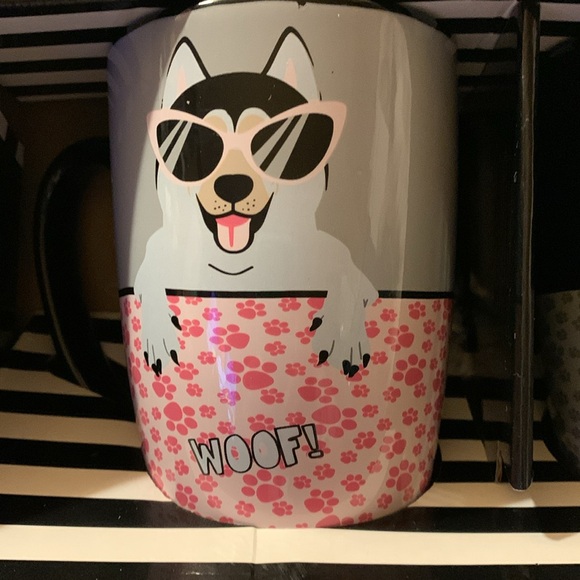 SIP OF ART Pounce & Fetch Furry Friends Ceramic Dog Mugs Set Pink Gray Gift Box - Picture 3 of 9
